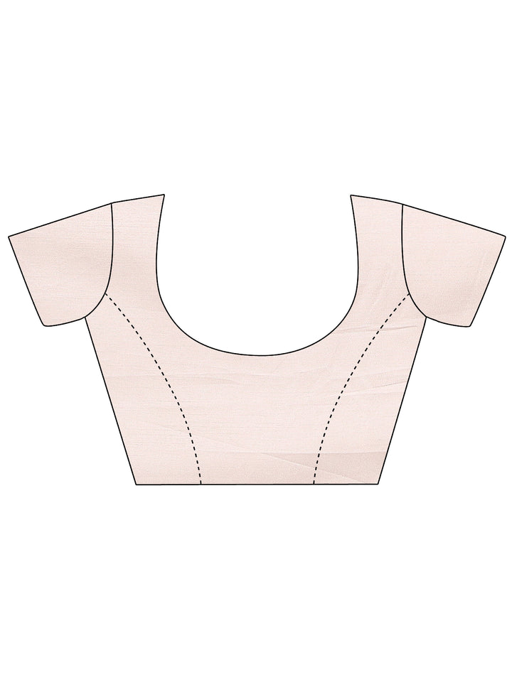 Off White Printed Silk Blend Saree With Unstitched Blouse Piece