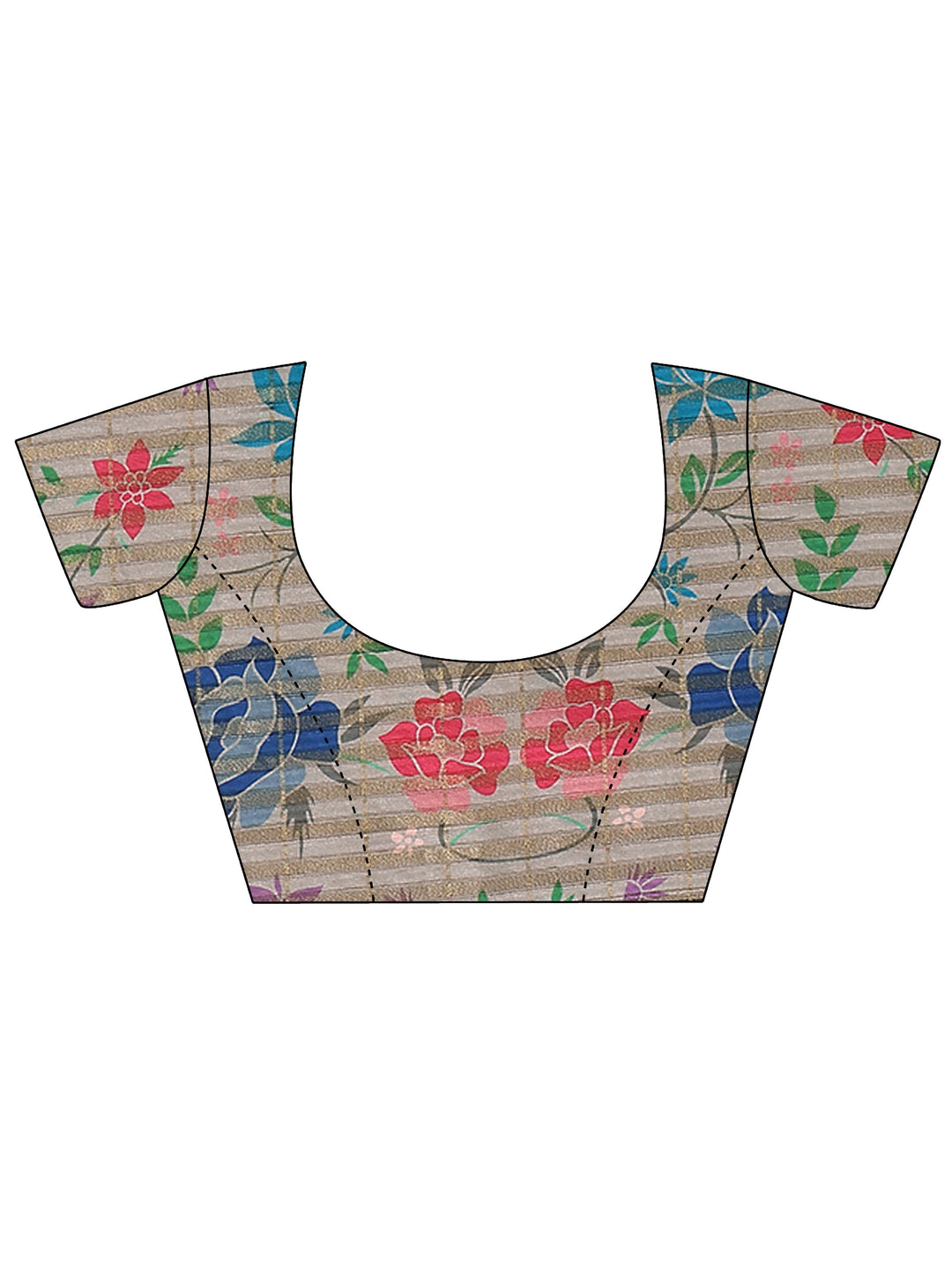 Grey Embroidered Silk Blend Saree With Unstitched Blouse Piece