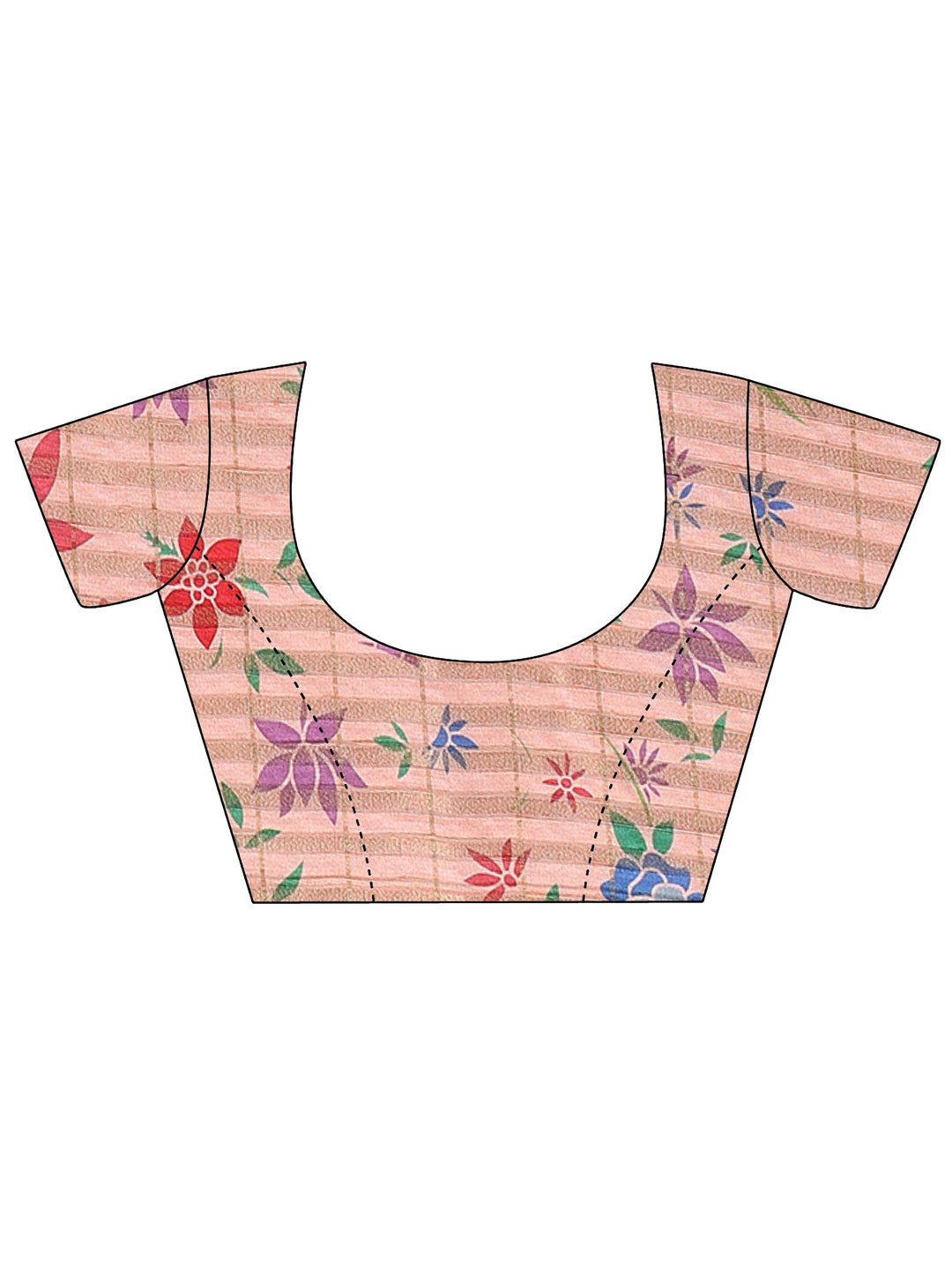 Peach Embroidered Silk Blend Saree With Unstitched Blouse Piece