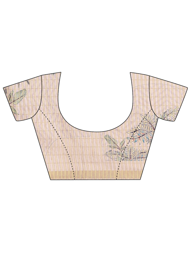 Lavender Embroidered Silk Blend Saree With Unstitched Blouse Piece