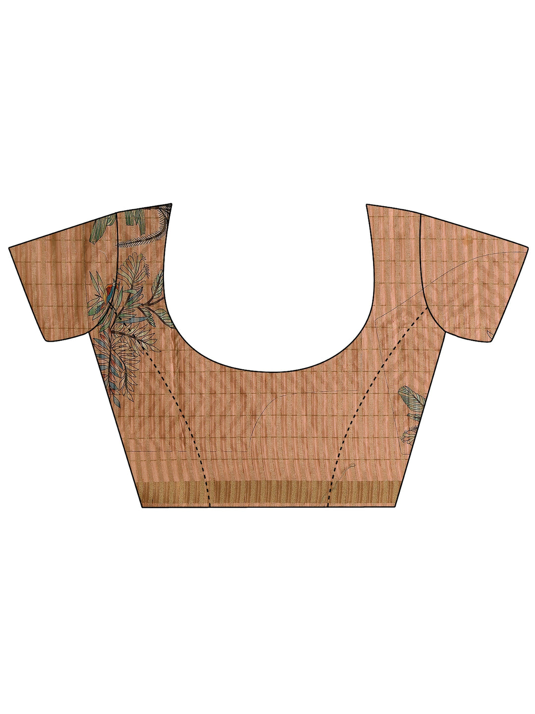 Peach Embroidered Silk Blend Saree With Unstitched Blouse Piece