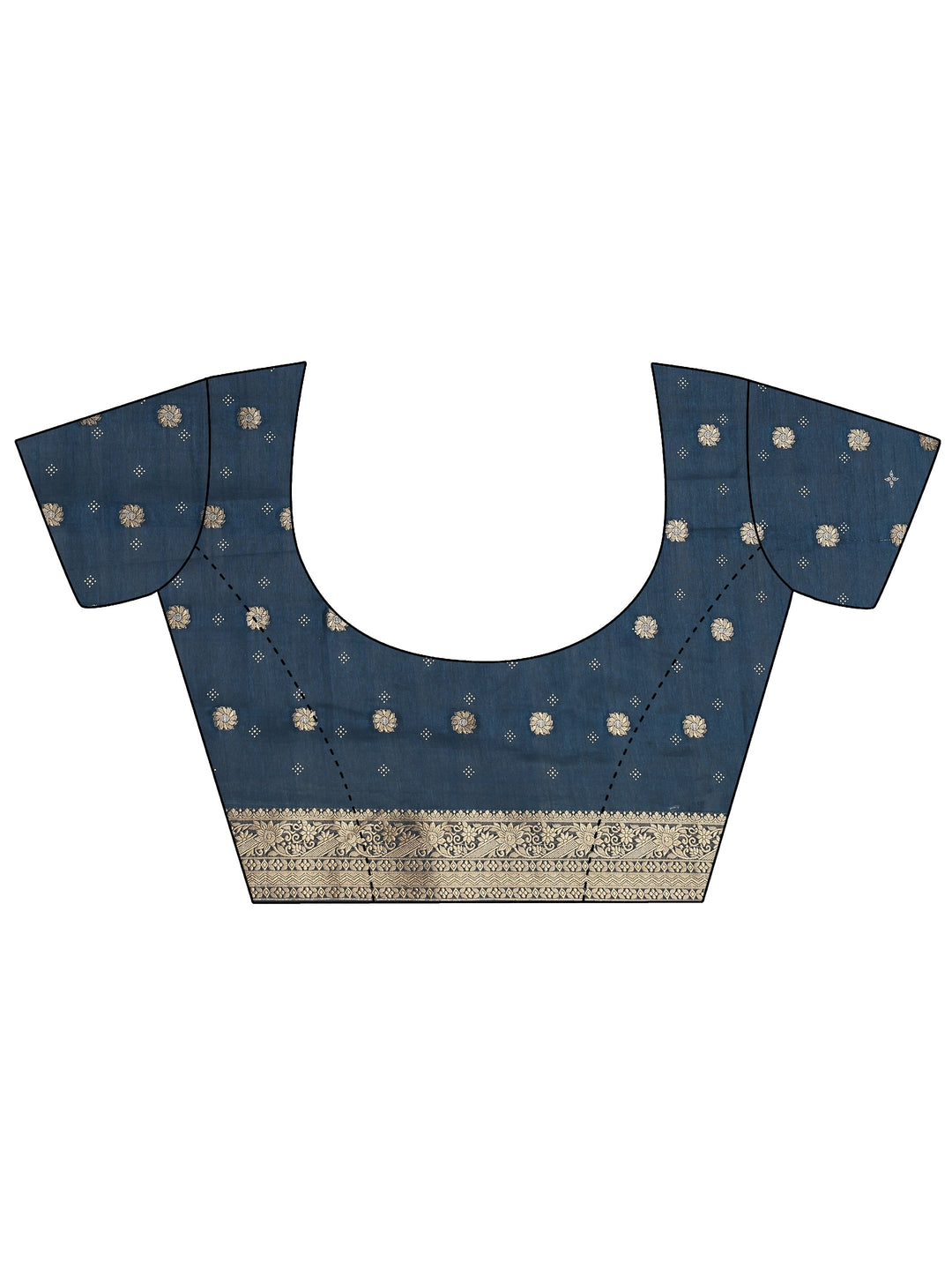 Navy Blue Woven Design Silk Blend Saree With Unstitched Blouse Piece