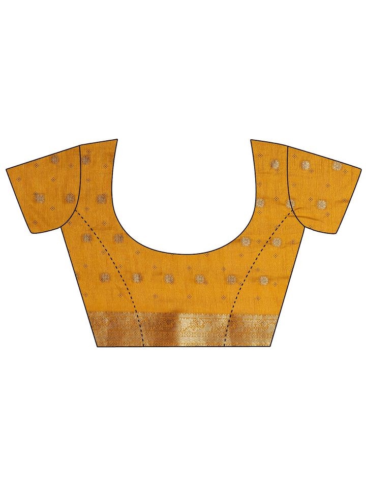Mustard Woven Design Silk Blend Saree With Unstitched Blouse Piece
