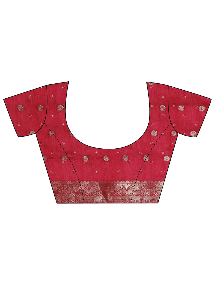 Red Woven Design Banarsi Silk Blend Saree With Unstitched Blouse Piece