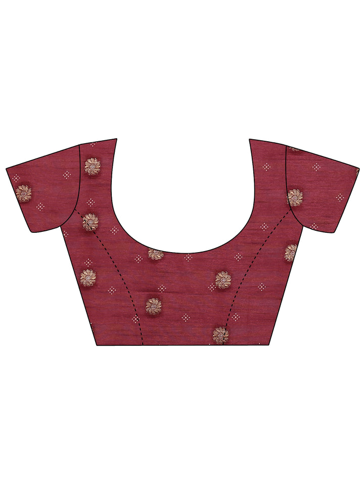 Mauve Woven Design Silk Blend Saree With Unstitched Blouse Piece