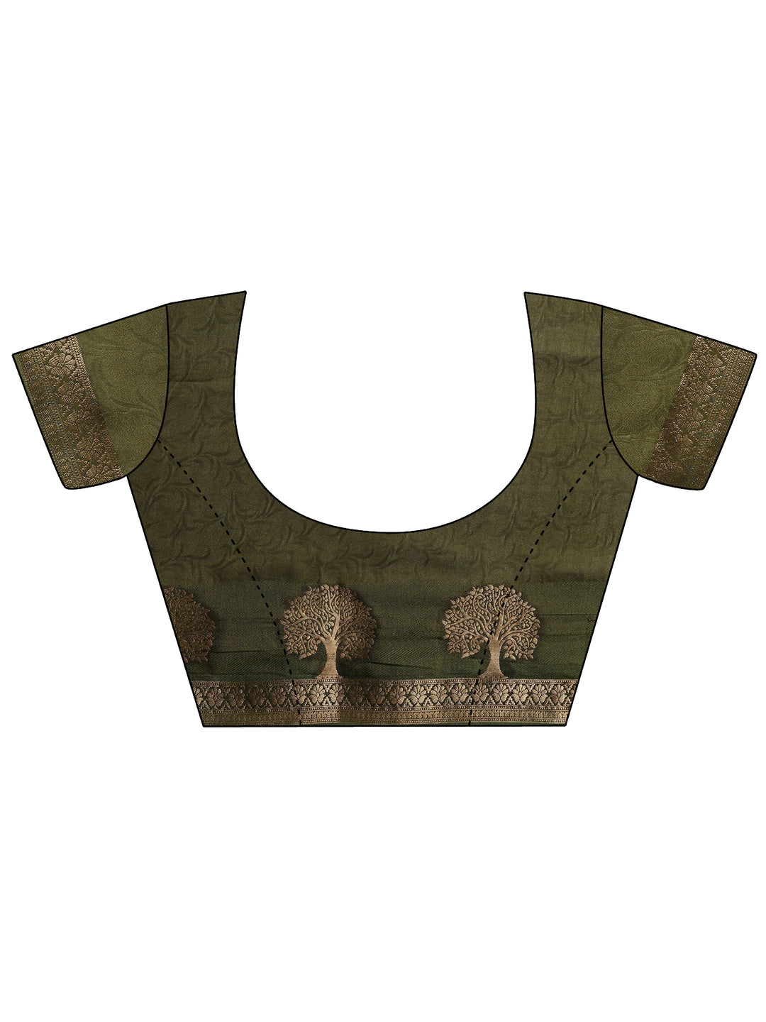 Green Embellished Silk Blend Saree With Unstitched Blouse Piece