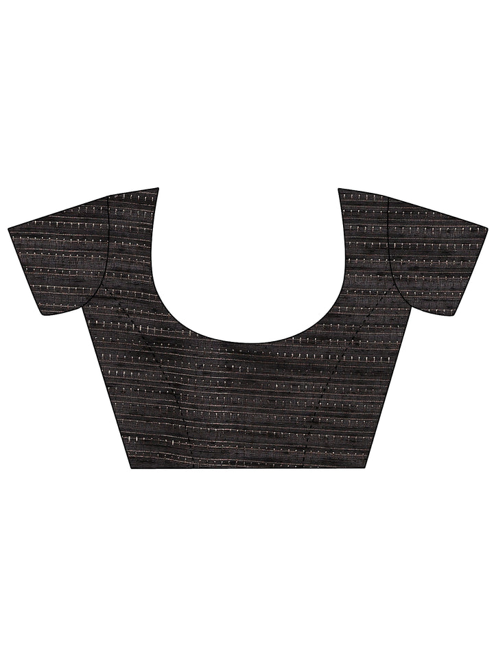 Black Embellished Silk Blend Saree With Unstitched Blouse Piece