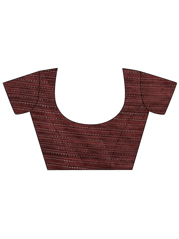 Maroon Embellished Silk Blend Saree With Unstitched Blouse Piece