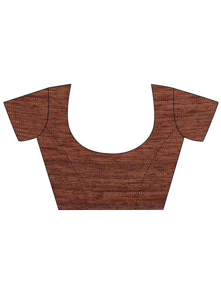 Brown Embellished Silk Blend Saree With Unstitched Blouse Piece