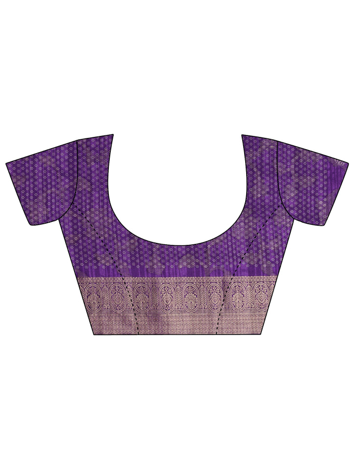 Purple Paisley Woven Design Banarsi Silk Blend Saree With Unstitched Blouse Piece