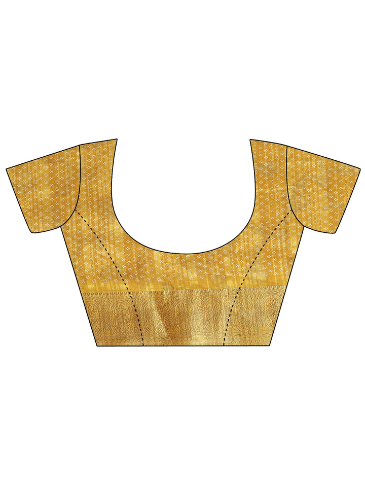 Mustard Paisley Woven Design Silk Blend Saree With Unstitched Blouse Piece
