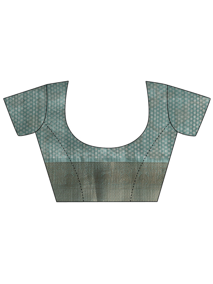 Green Paisley Woven Design Silk Blend Saree With Unstitched Blouse Piece