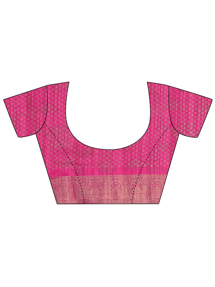 Pink Paisley Woven Design Silk Blend Saree With Unstitched Blouse Piece