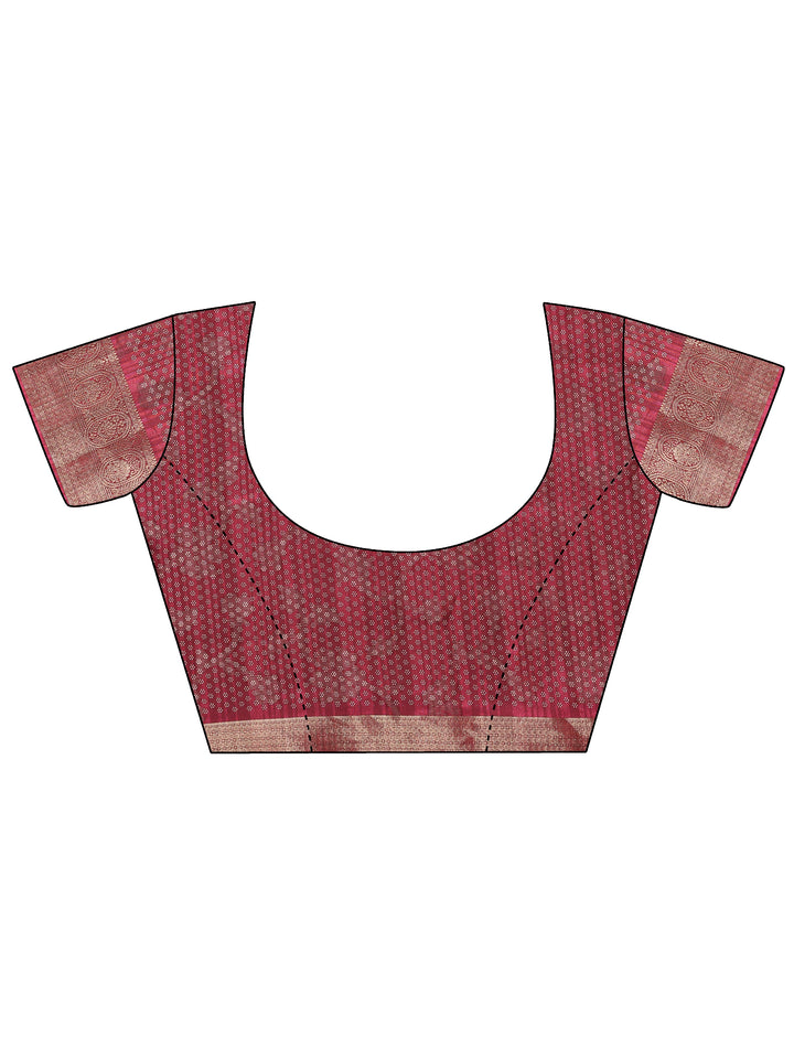 Burgundy Paisley Woven Design Silk Blend Saree With Unstitched Blouse Piece