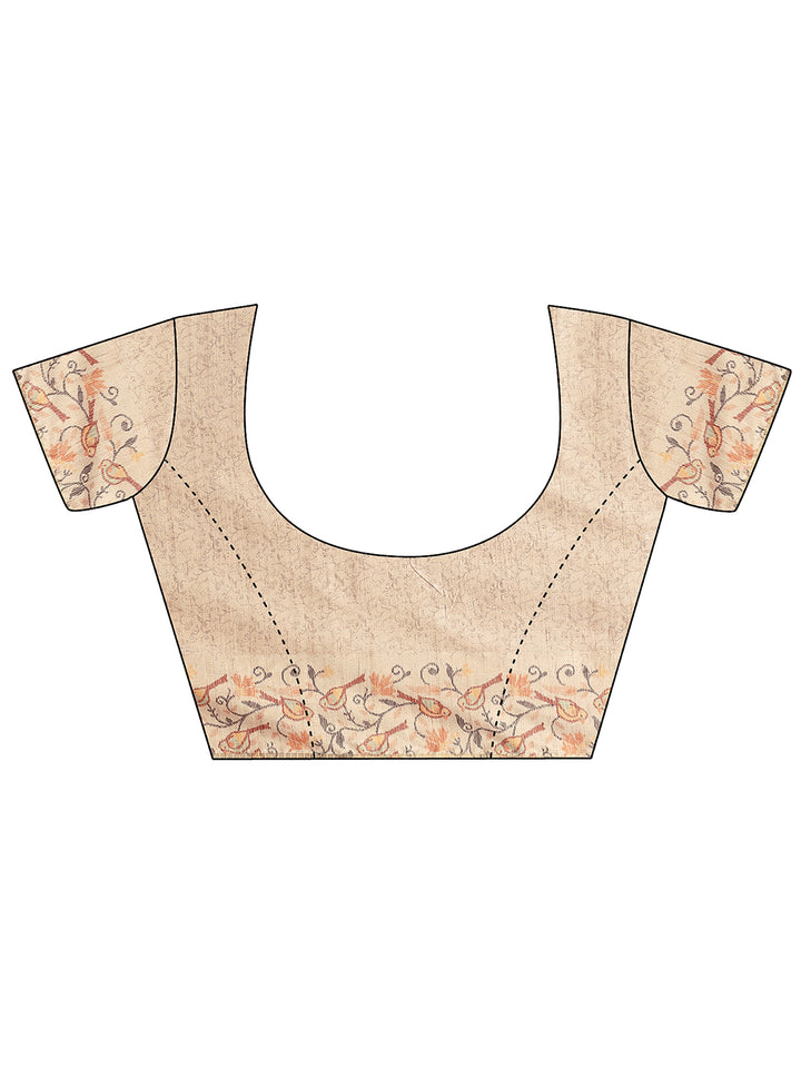 Peach Woven Design Banarsi Silk Blend Saree With Unstitched Blouse Piece