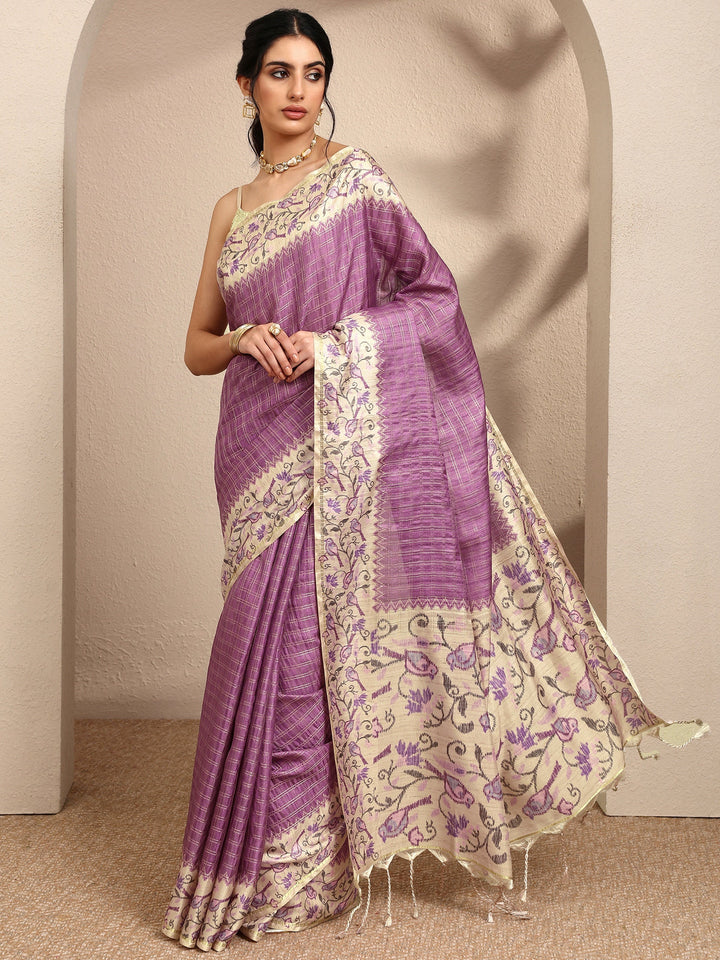 Purple Woven Design Banarsi Silk Blend Saree With Unstitched Blouse Piece