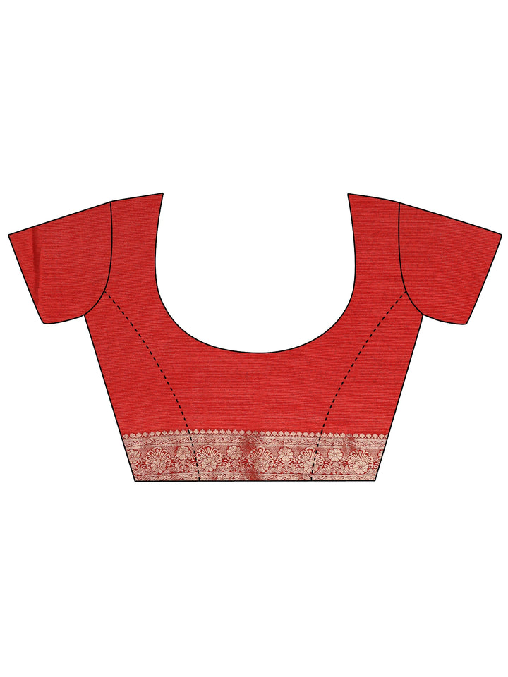Red Solid Georgette Saree With Unstitched Blouse Piece