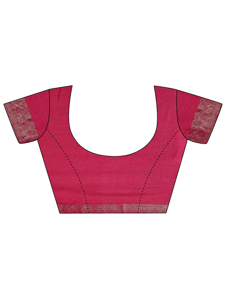 Pink Solid Georgette Saree With Unstitched Blouse Piece