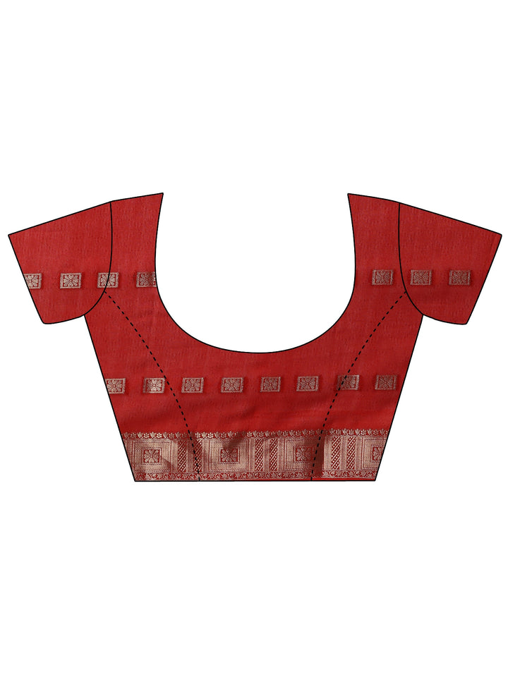 Red Printed Georgette Saree With Unstitched Blouse Piece