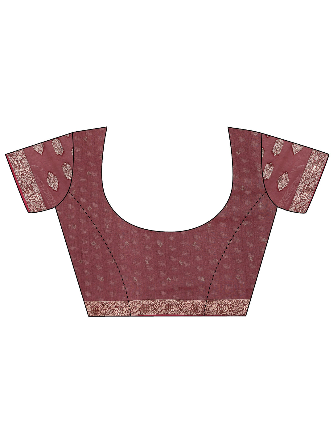 Burgundy Printed Georgette Saree With Unstitched Blouse Piece