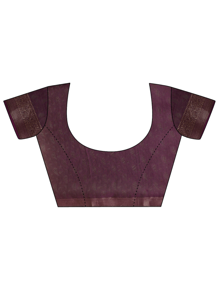 Purple Printed Georgette Saree With Unstitched Blouse Piece