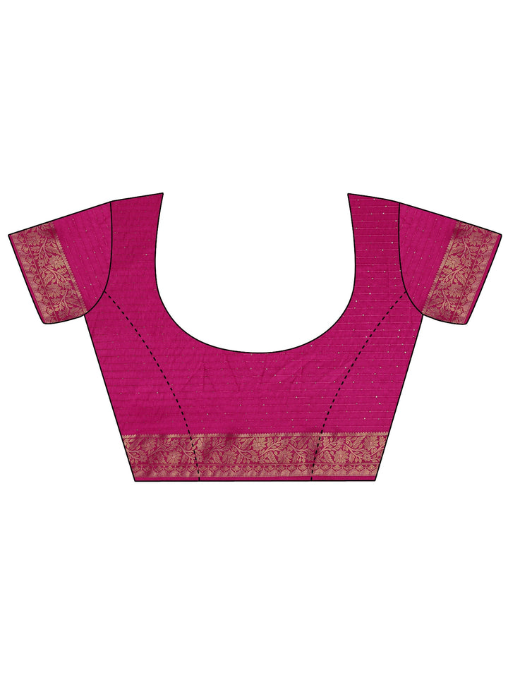 Pink Geometric Printed Silk Blend Saree With Unstitched Blouse Piece