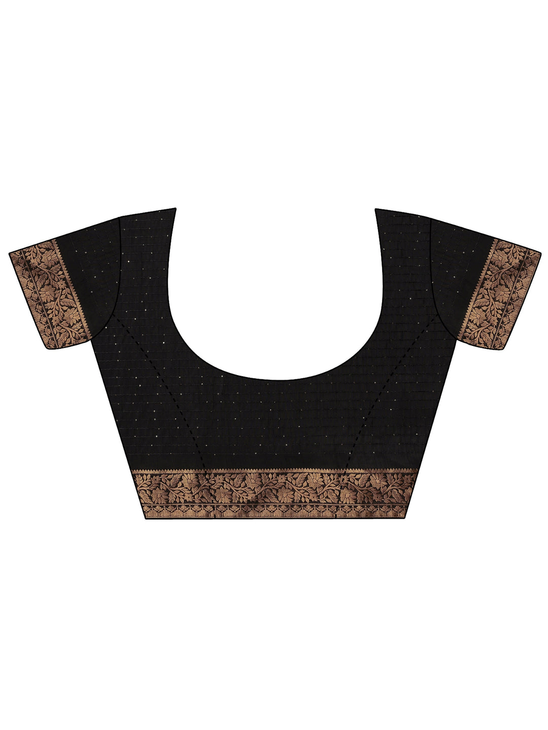 Black Geometric Printed Silk Blend Saree With Unstitched Blouse Piece