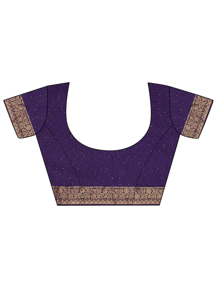 Purple Geometric Printed Silk Blend Saree With Unstitched Blouse Piece