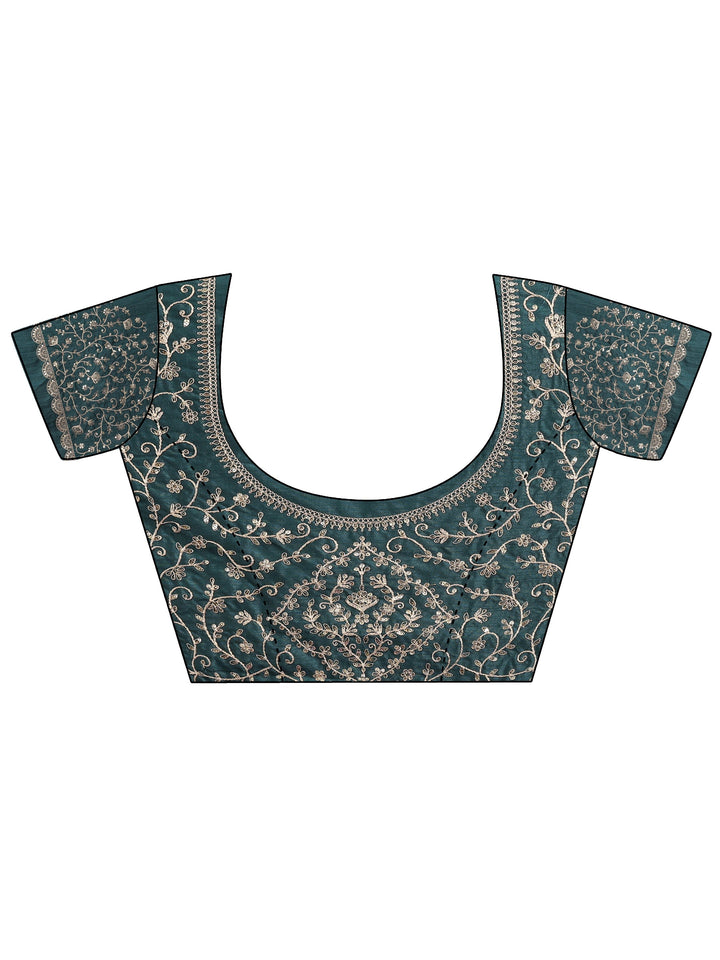 Blue Solid Organza Saree With Unstitched Blouse Piece