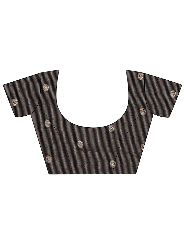 Black Woven Design Banarsi Silk Blend Saree With Unstitched Blouse Piece