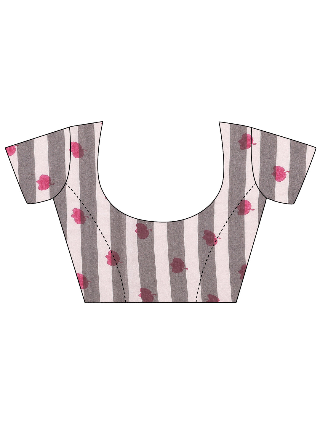 White Printed Georgette Saree With Unstitched Blouse Piece