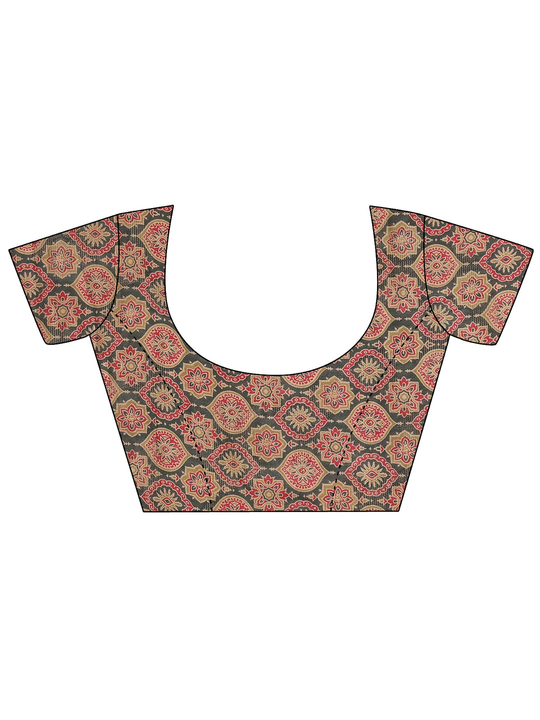 Pink Printed Silk Blend Saree With Unstitched Blouse Piece