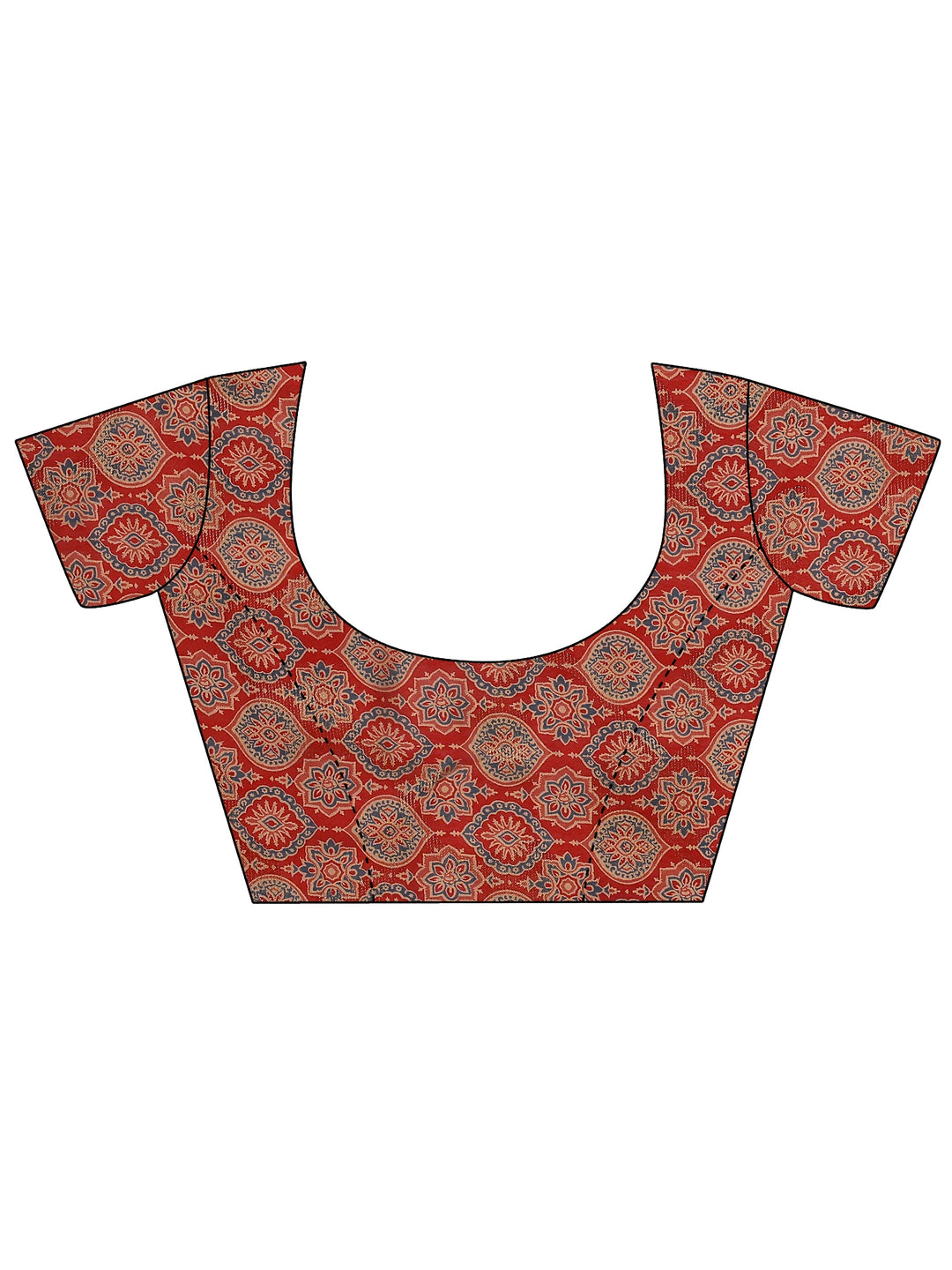 Blue Printed Silk Blend Saree With Unstitched Blouse Piece