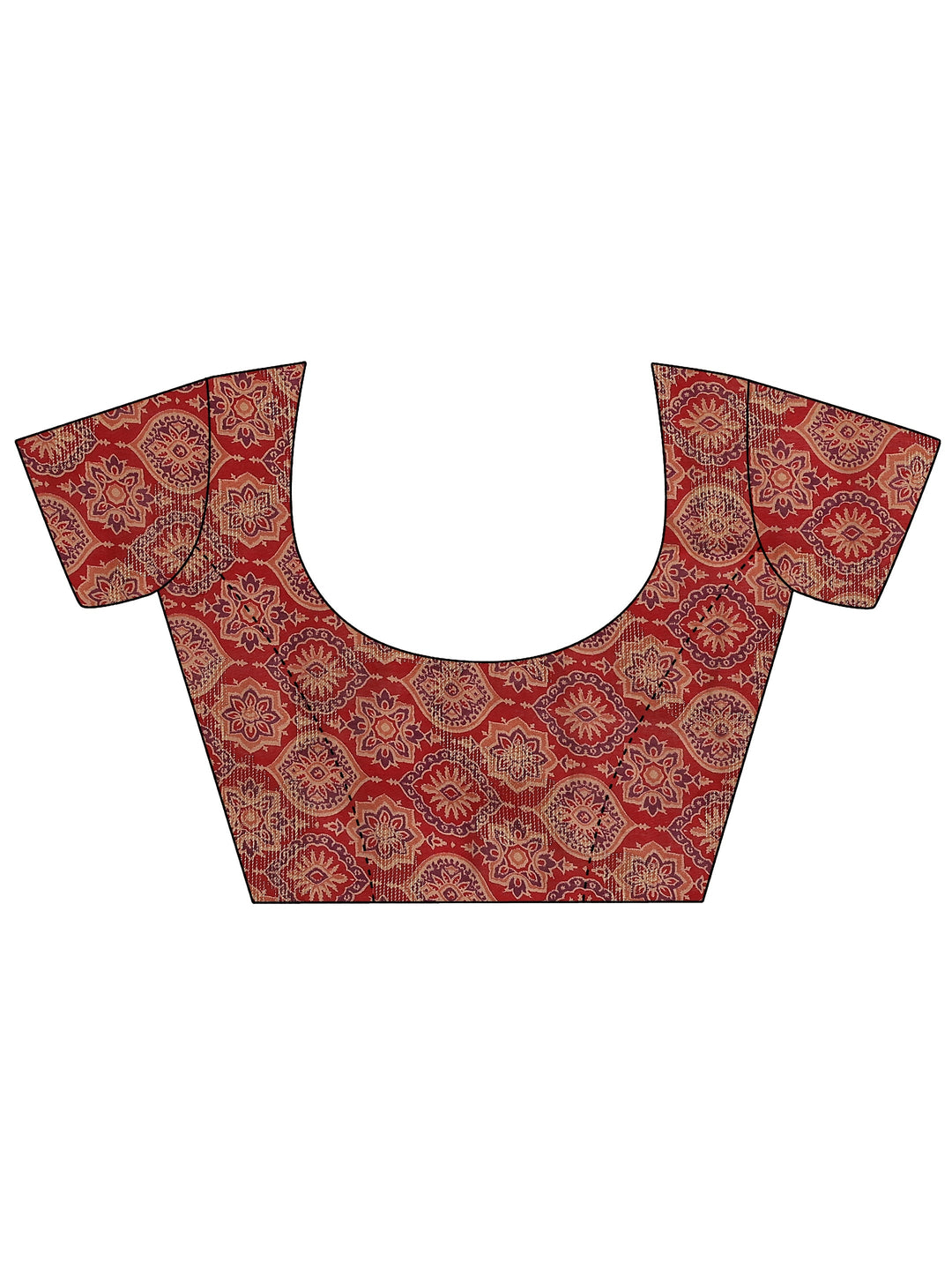 Purple Printed Silk Blend Saree With Unstitched Blouse Piece