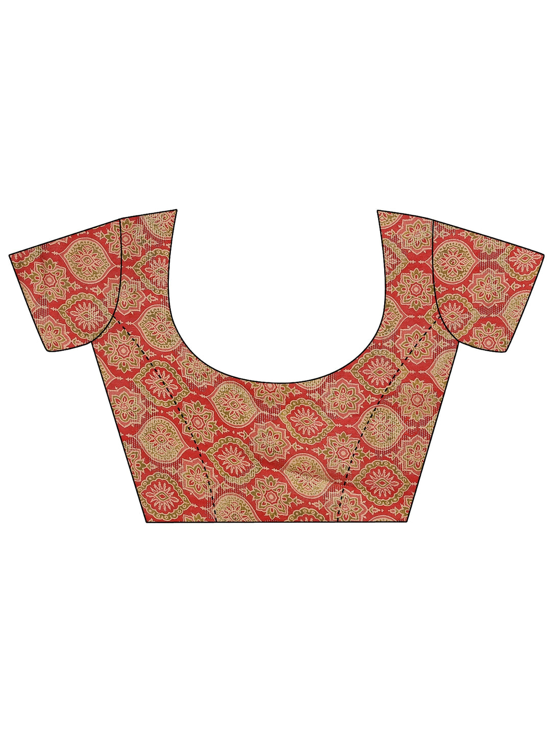 Green Printed Silk Blend Saree With Unstitched Blouse Piece