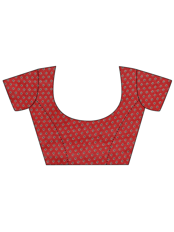 Black Printed Silk Blend Saree With Unstitched Blouse Piece