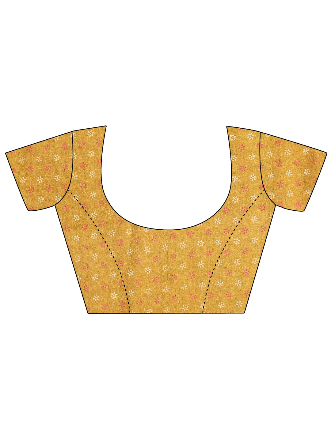 Mustard Printed Silk Blend Saree With Unstitched Blouse Piece