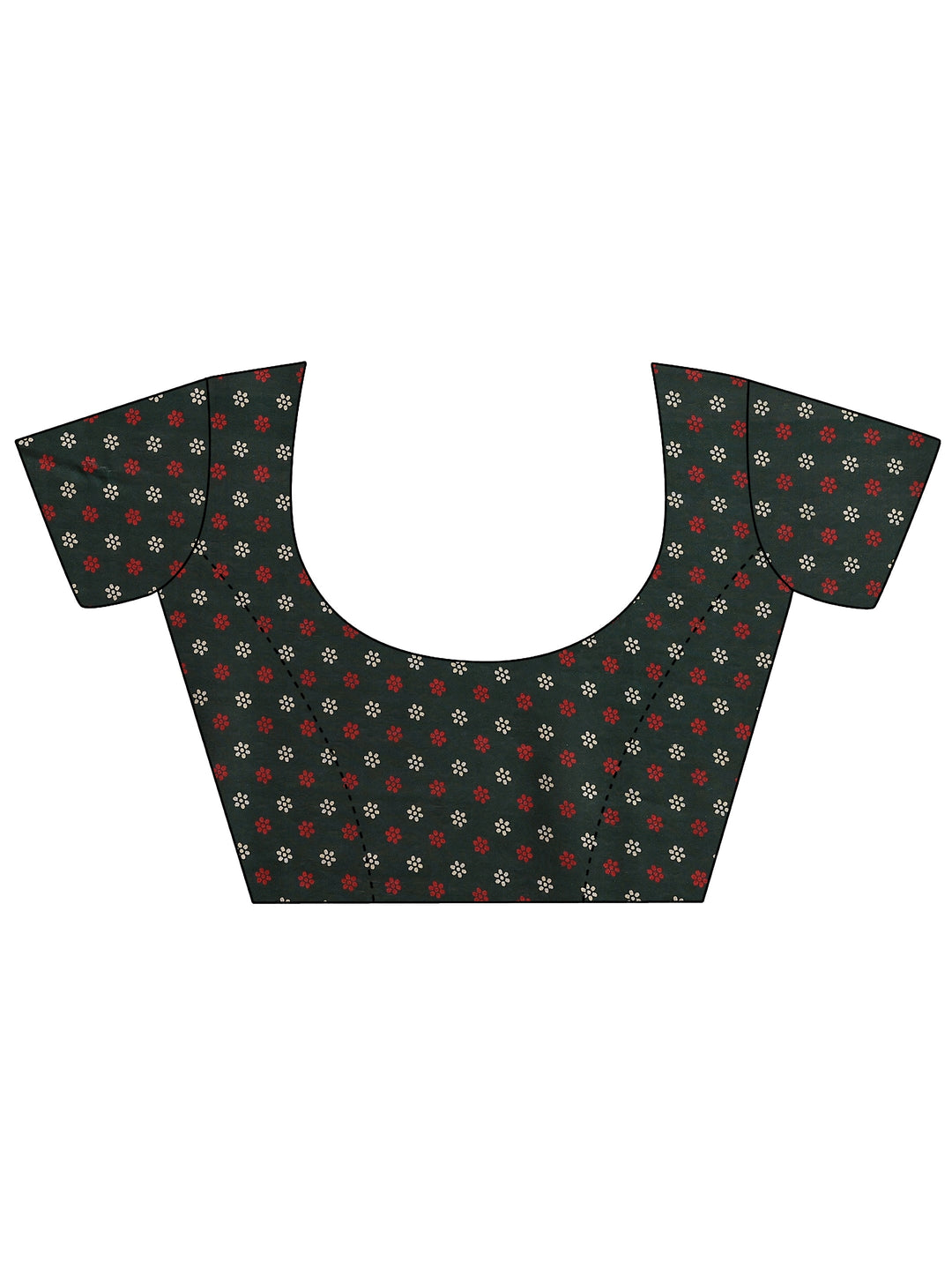 Green Printed Silk Blend Saree With Unstitched Blouse Piece