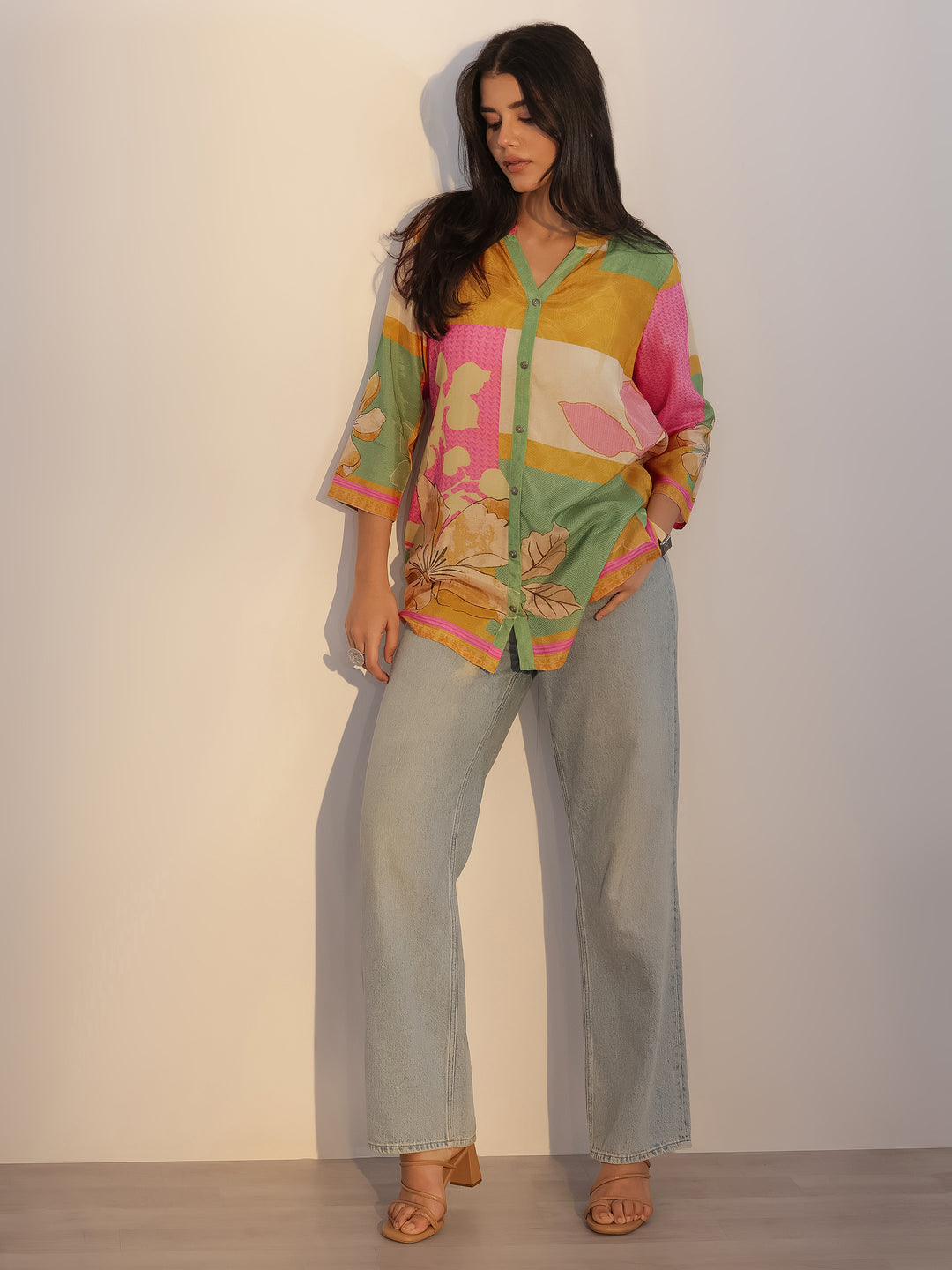Multi Printed Silk Blend Tunic