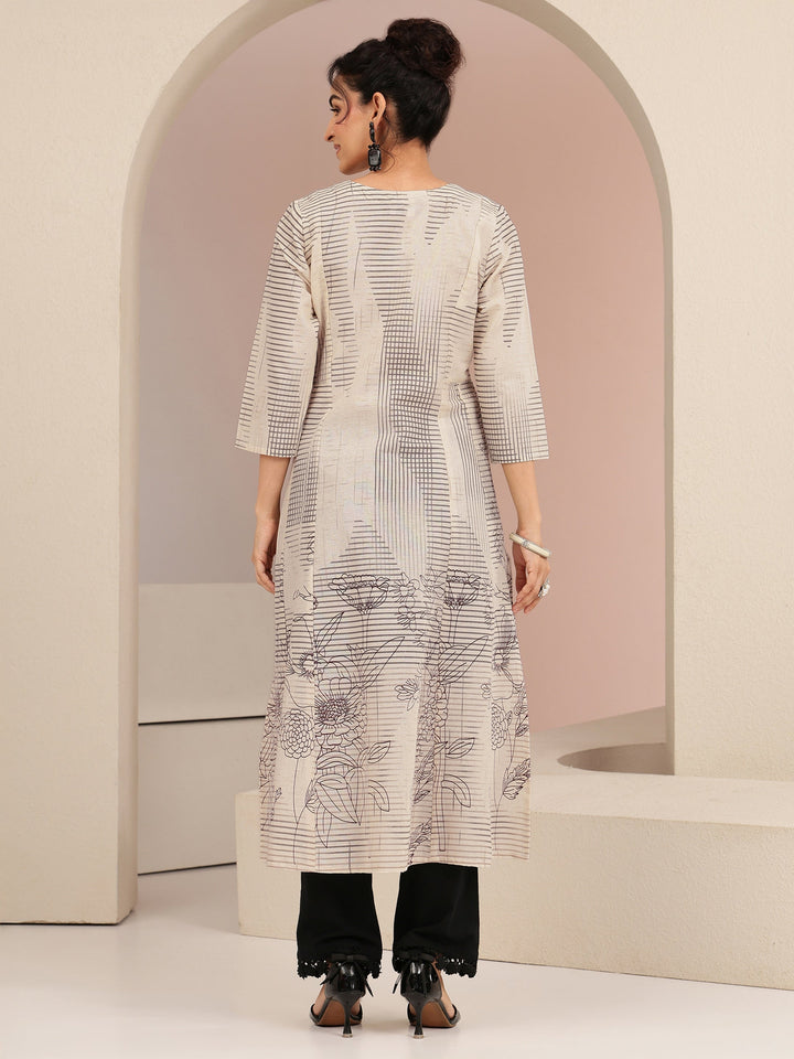 Libas Ivory Abstract Print Cotton Blend A-Line Kurta