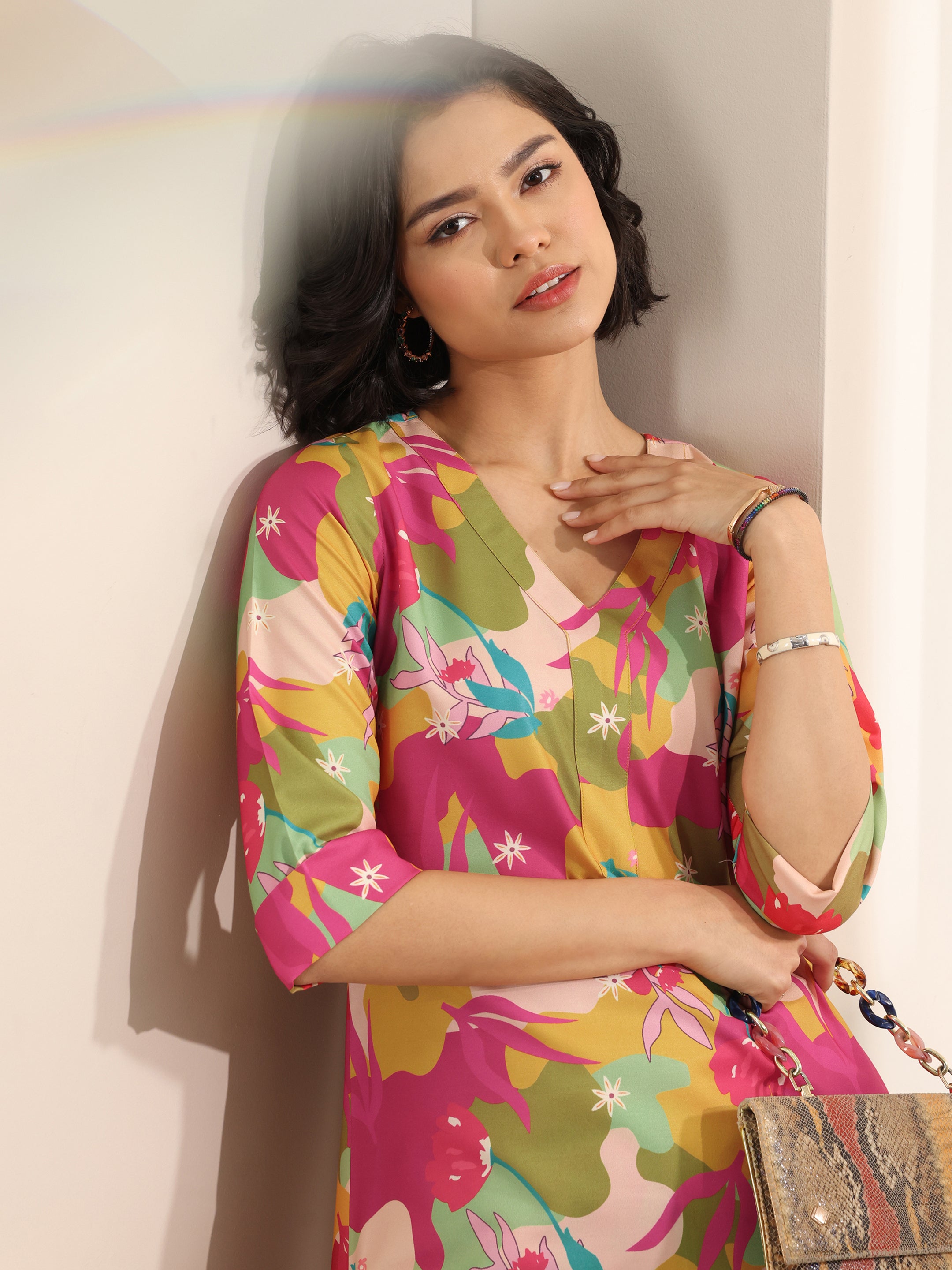 Buy Multi Printed Cotton Blend Straight Kurta Set Online at $28.00 USD ...