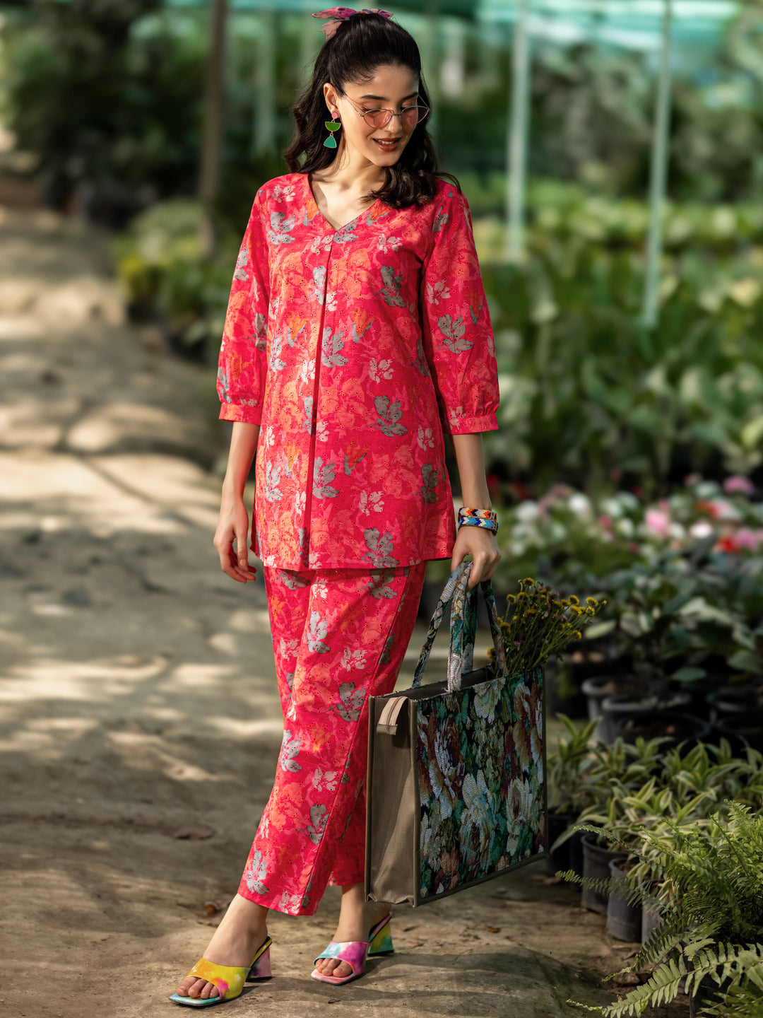 Coral Printed Cotton Co-Ord Sets