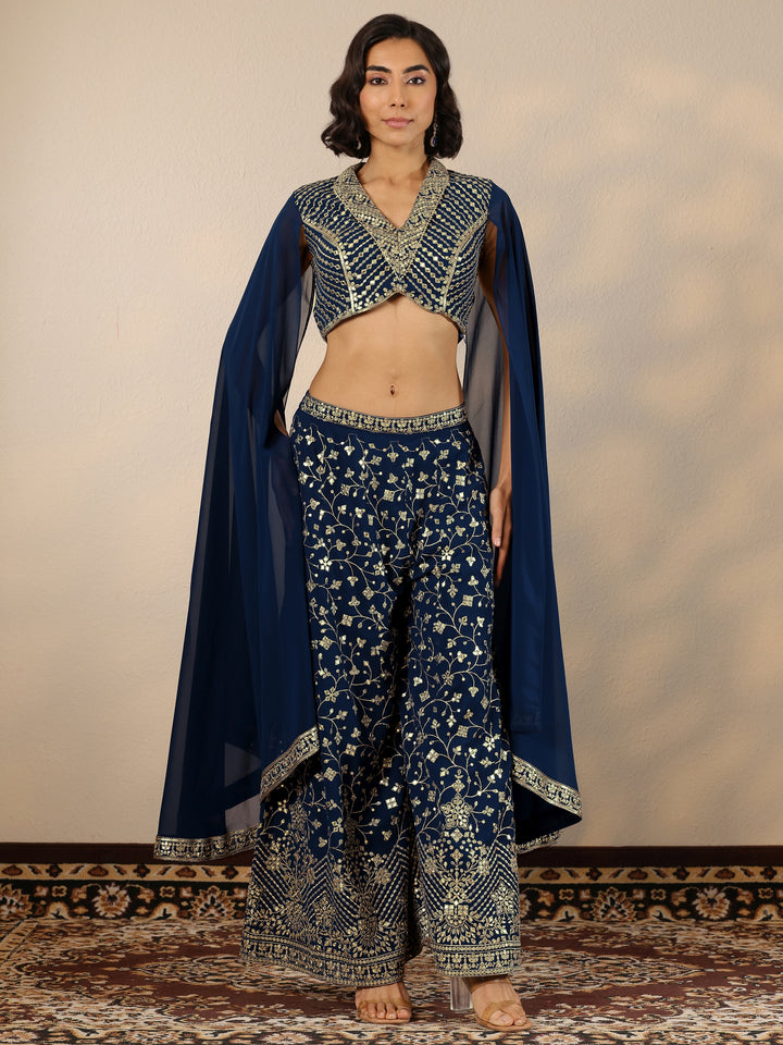 Libas Art Blue Embellished Georgette Co-Ord Sets