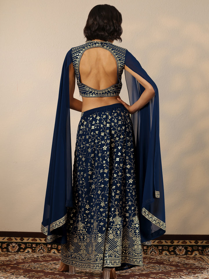 Libas Art Blue Embellished Georgette Co-Ord Sets