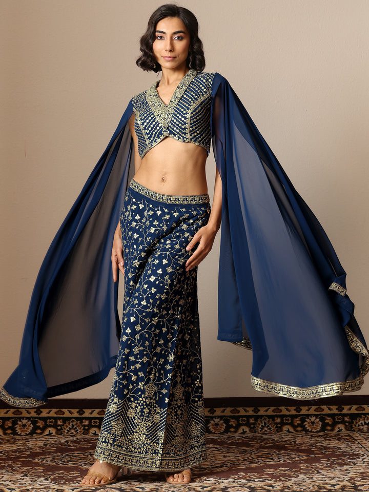 Libas Art Blue Embellished Georgette Co-Ord Sets