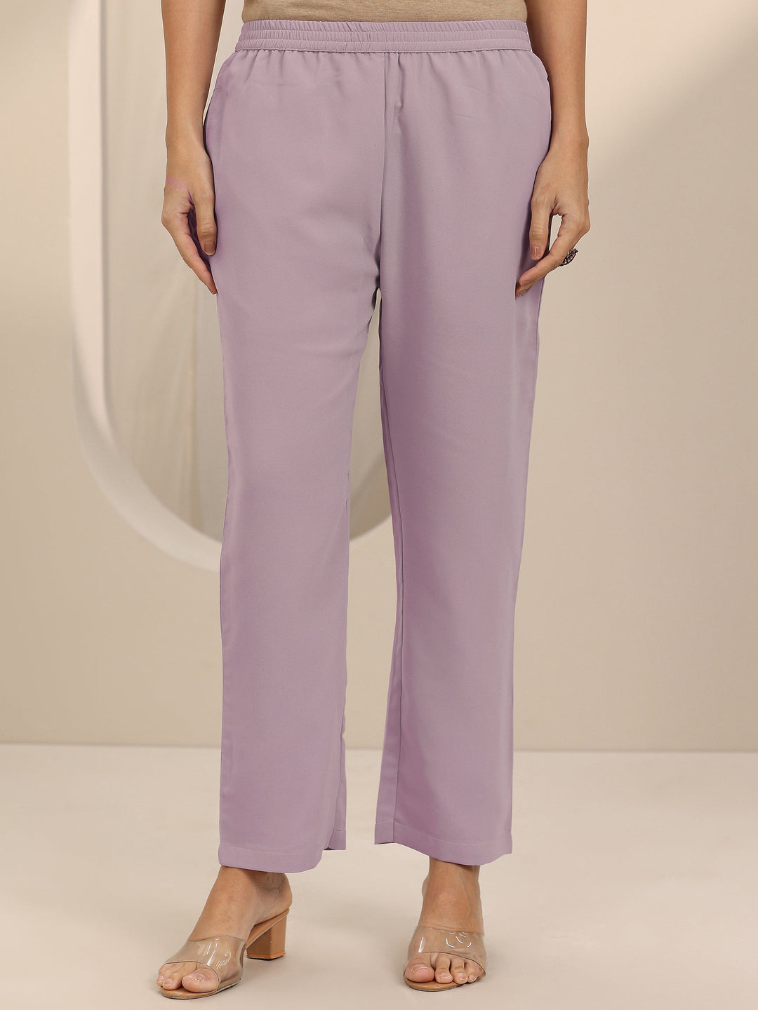 Mauve Embroidered Georgette Straight Suit Set With Dupatta