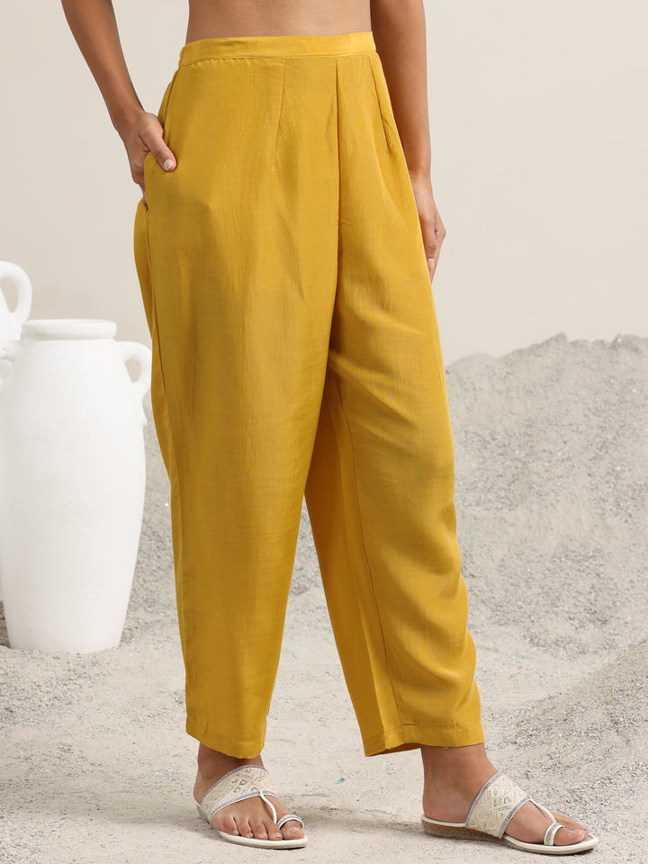 Yellow Woven Design Silk Blend Straight Suit With Dupatta