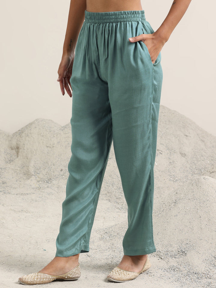 Blue Embroidered Silk Blend Straight Suit With Dupatta