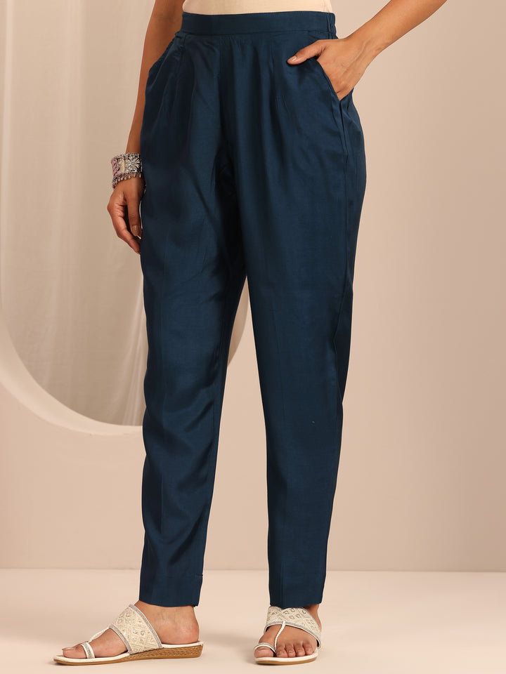 Navy Blue Printed Muslin Straight Suit Set With Dupatta