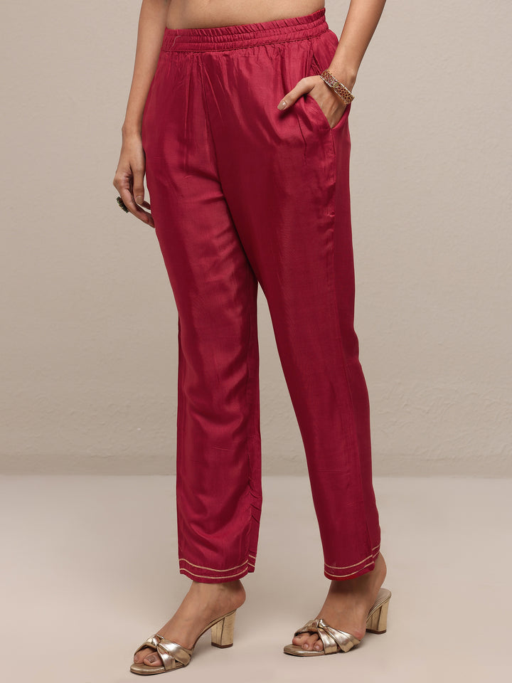 Red Embroidered Chinon Straight Suit Set With Dupatta